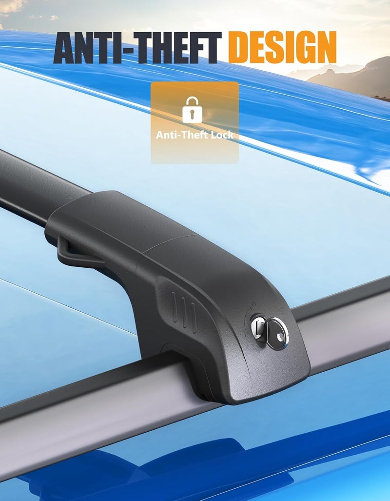 KINGGERI 300lbs Roof Rack Cross Bars Compatible with Ford Escape 2013-2019 with Raised Side Rails, Lockable Heavy Duty Aluminum Roof Rails Crossbars Luggage Kayak Canoe Snowboard Car SUV Accessories - Image 4